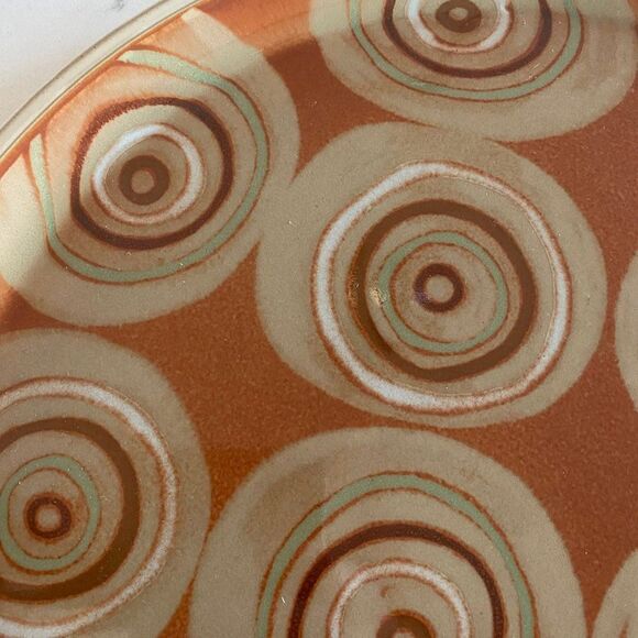 Denby Fire Handmade Rich Colors Mid Century Modern Rare Round Platter, 13.25" - Picture 5 of 9